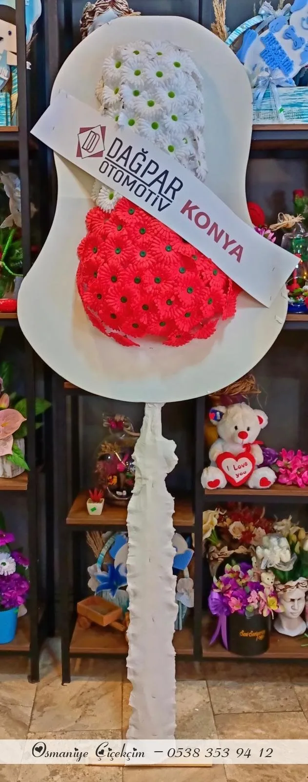 Kırmızı Beyaz Yapay Çelenk