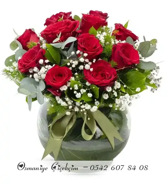 Love Beads Cam Fanus 11Kırmızı Gül