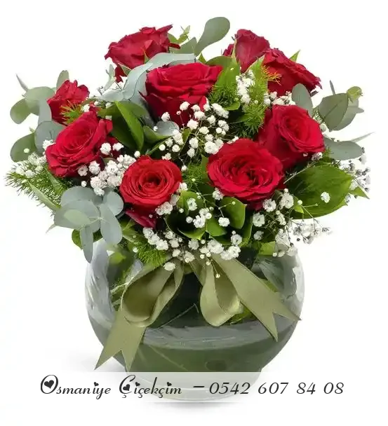 Love Beads Cam Fanus 9 Kırmızı Gül