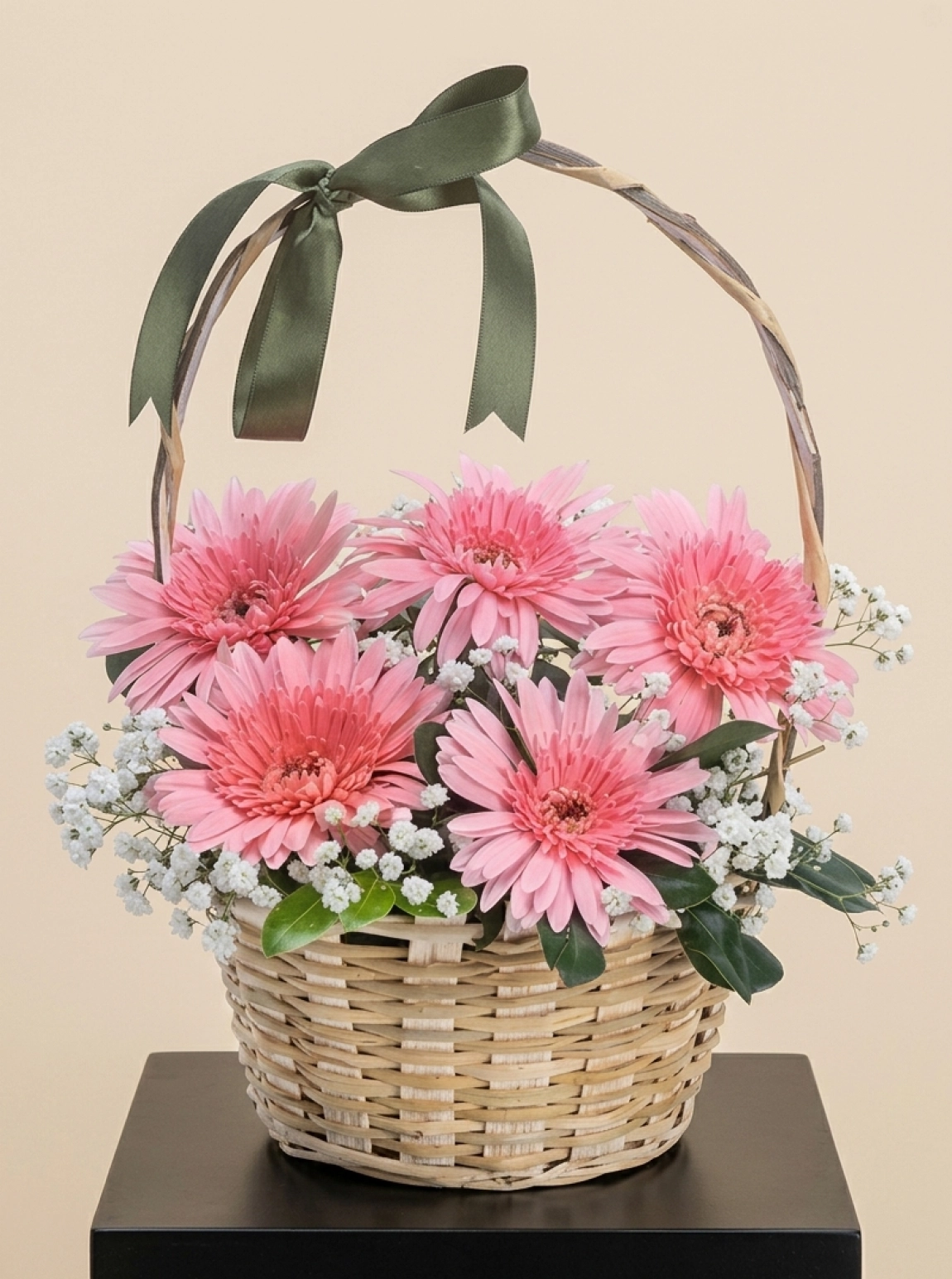 Sempatik Aşk 5 Pembe Gerbera Çiçek Sepeti