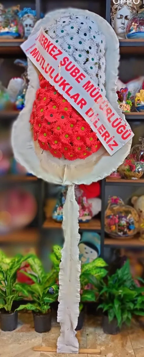 Kırmızı Beyaz Yapay Çelenk