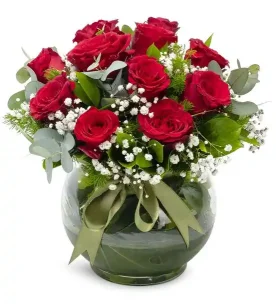 Love Beads Cam Fanus 11Kırmızı Gül